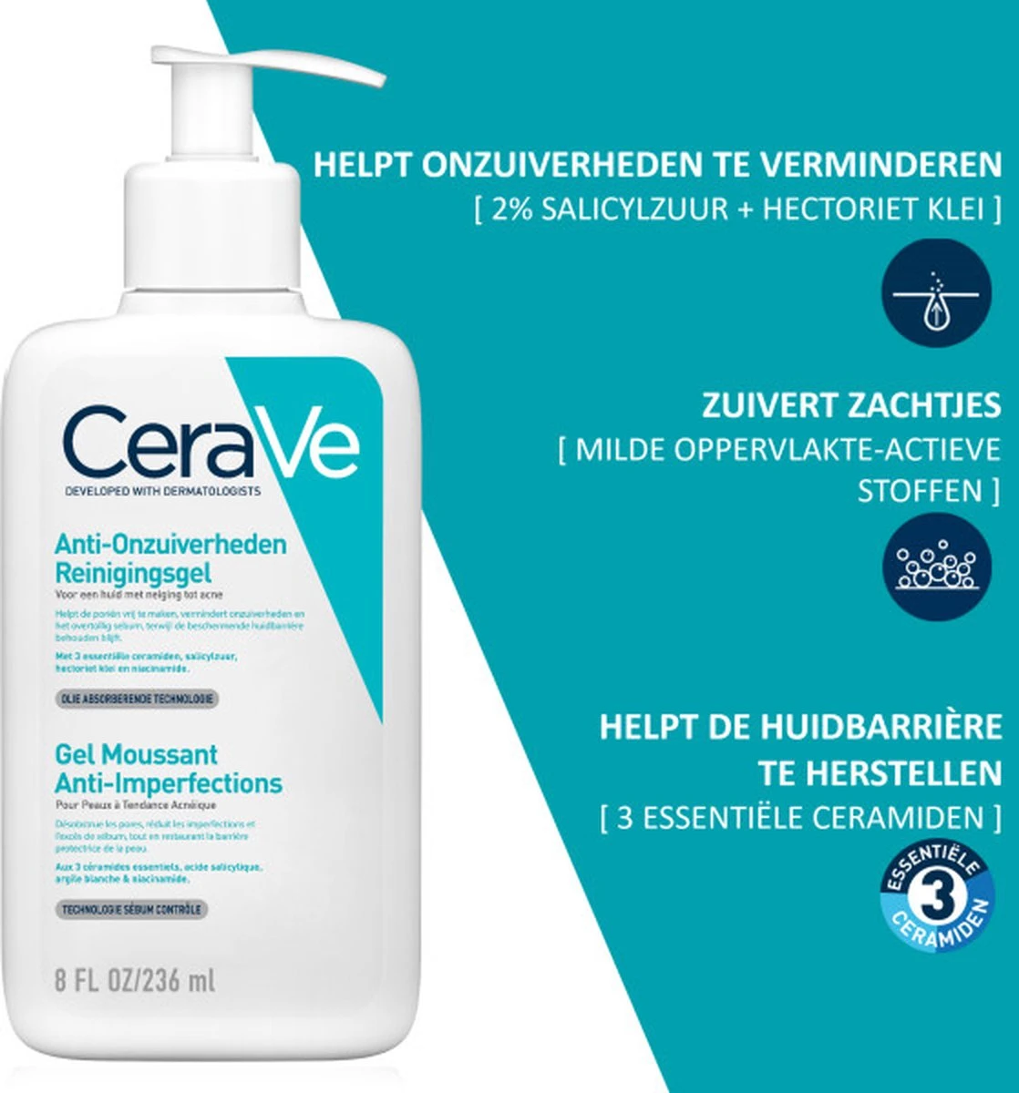CeraVe Blemish Control Cleanser - 236ml - Gezichtsreiniger Voor Huid Met Neiging Tot Acne - Afbeelding 4