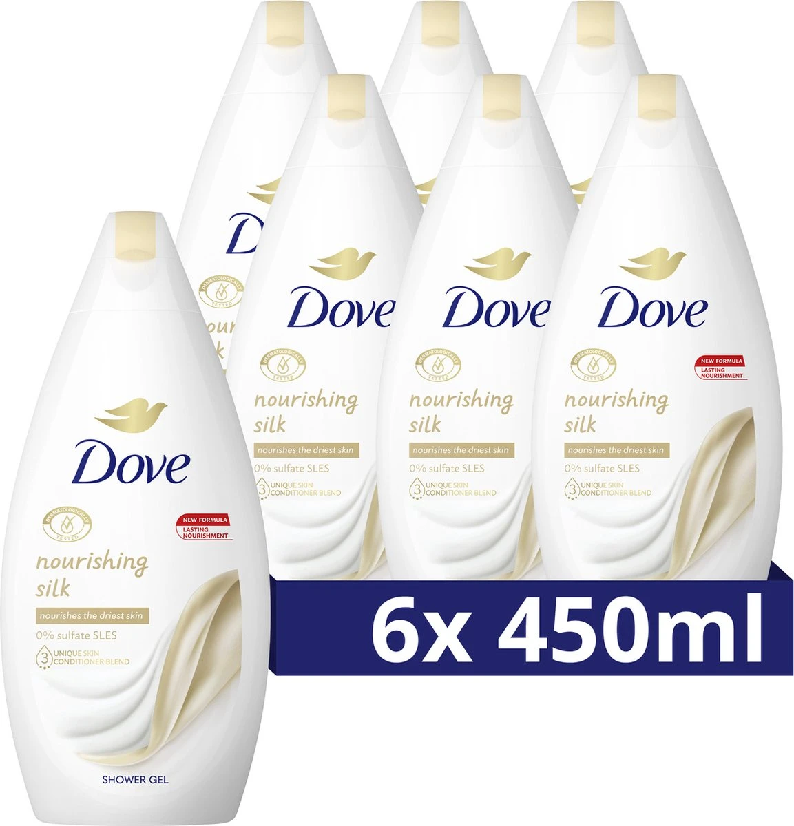 Dove Nourishing Silk Douchegel - 6 X 450 Ml - Voordeelverpakking - Afbeelding 2