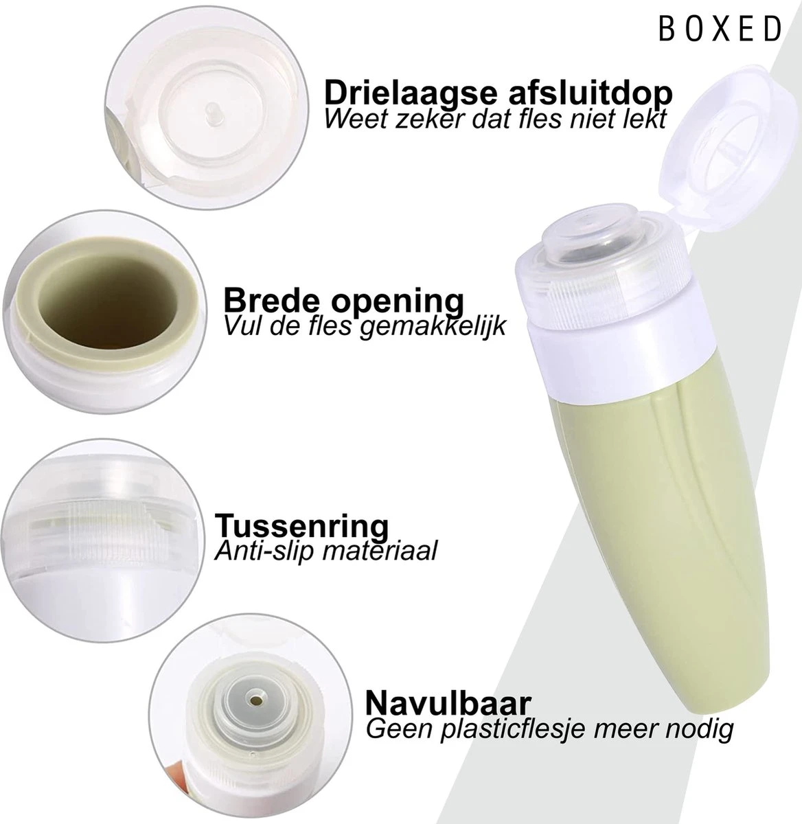 Boxed Reisflesjes Met Etui - Reisset - Verschillende Maten - Siliconen Navulbare Reisflacons - Reis Toilettas - Vliegtuig Handbagage - Afbeelding 10