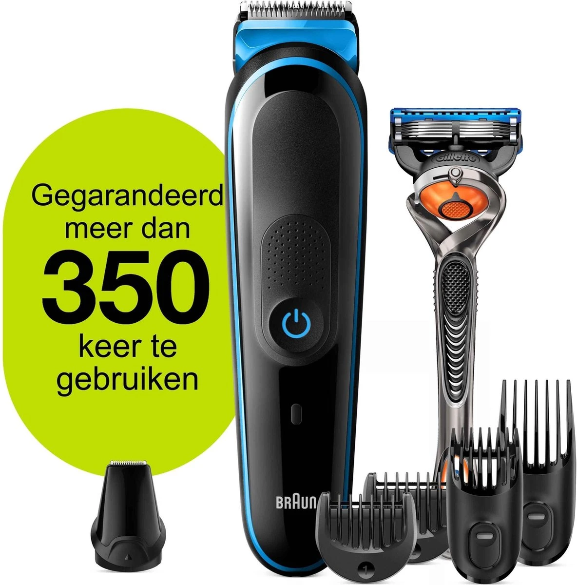 Braun MGK5245 7-in-1 Trimmer Baardtrimmer Voor Mannen - Gezichts- En Haartrimmer - Zwart/Blauw - Afbeelding 10