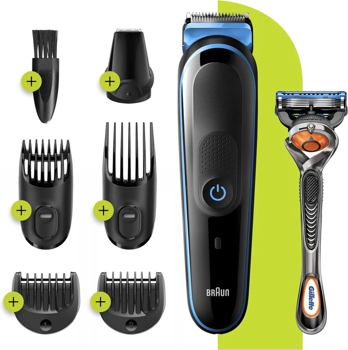 Braun MGK5245 7-in-1 Trimmer Baardtrimmer Voor Mannen - Gezichts- En Haartrimmer - Zwart/Blauw - Afbeelding 3