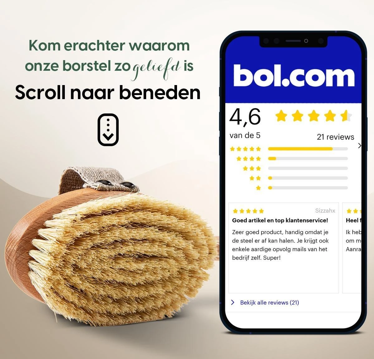 100% Vegan Lichaamsborstel Met Lange Afneembare Steel - Rugborstel/Badborstel/Doucheborstel - Dry Brushing Huidborstel - Droogborstel - Douche - Afbeelding 10