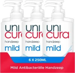 Unicura Mild Antibacteriële Vloeibare Handzeep - 6 X 250 Ml - Voordeelverpakking