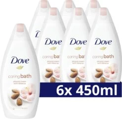 Dove Caring Bath Amandelmelk & Hibiscus Badcrème - 6 X 450 Ml - Voordeelverpakking