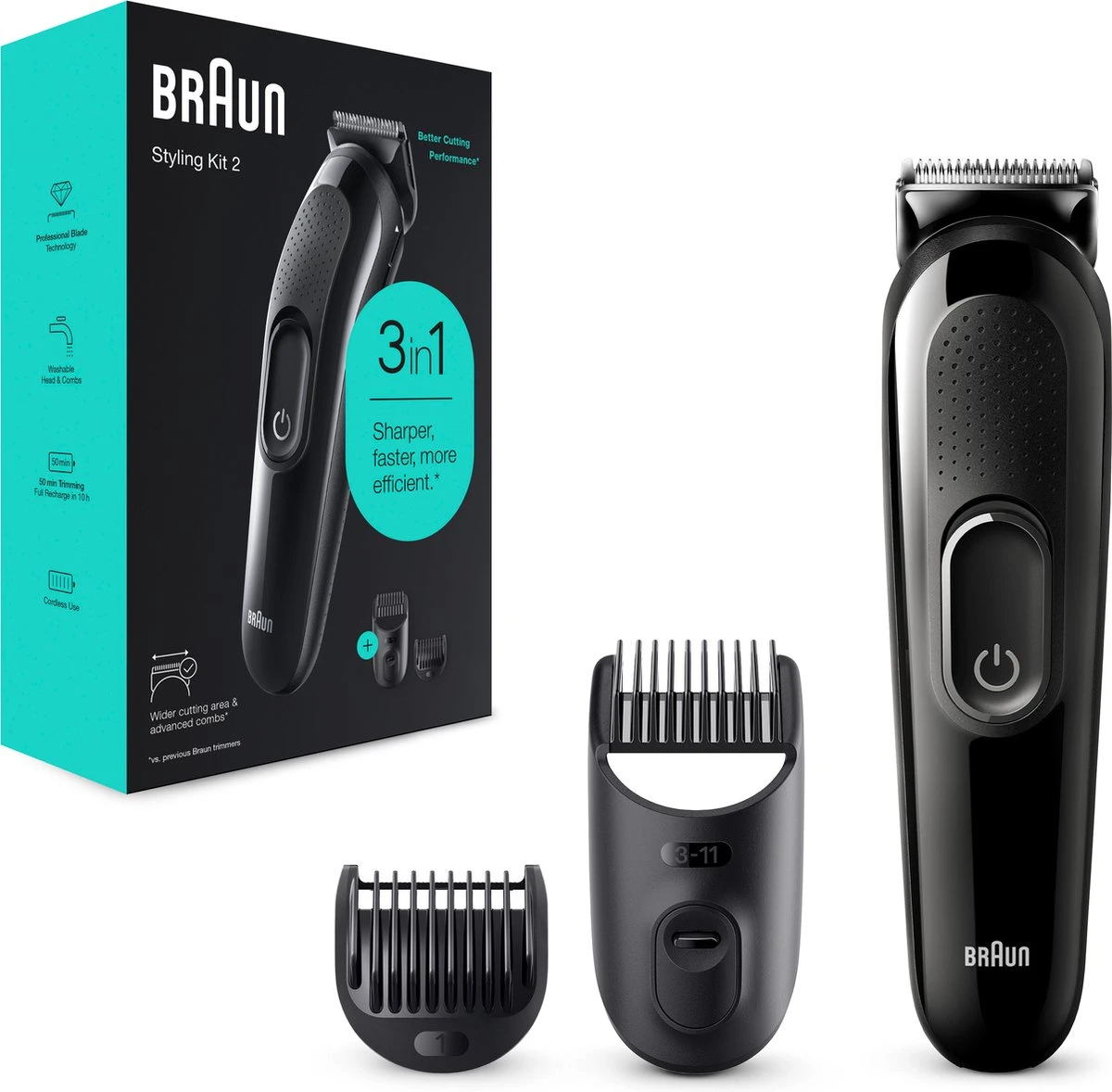 Braun Multigroomer 3 SK2300, 3-in-1 Baardtrimmer Voor Mannen, Haartrimmer, Voor Gezicht, Haar - Afbeelding 2
