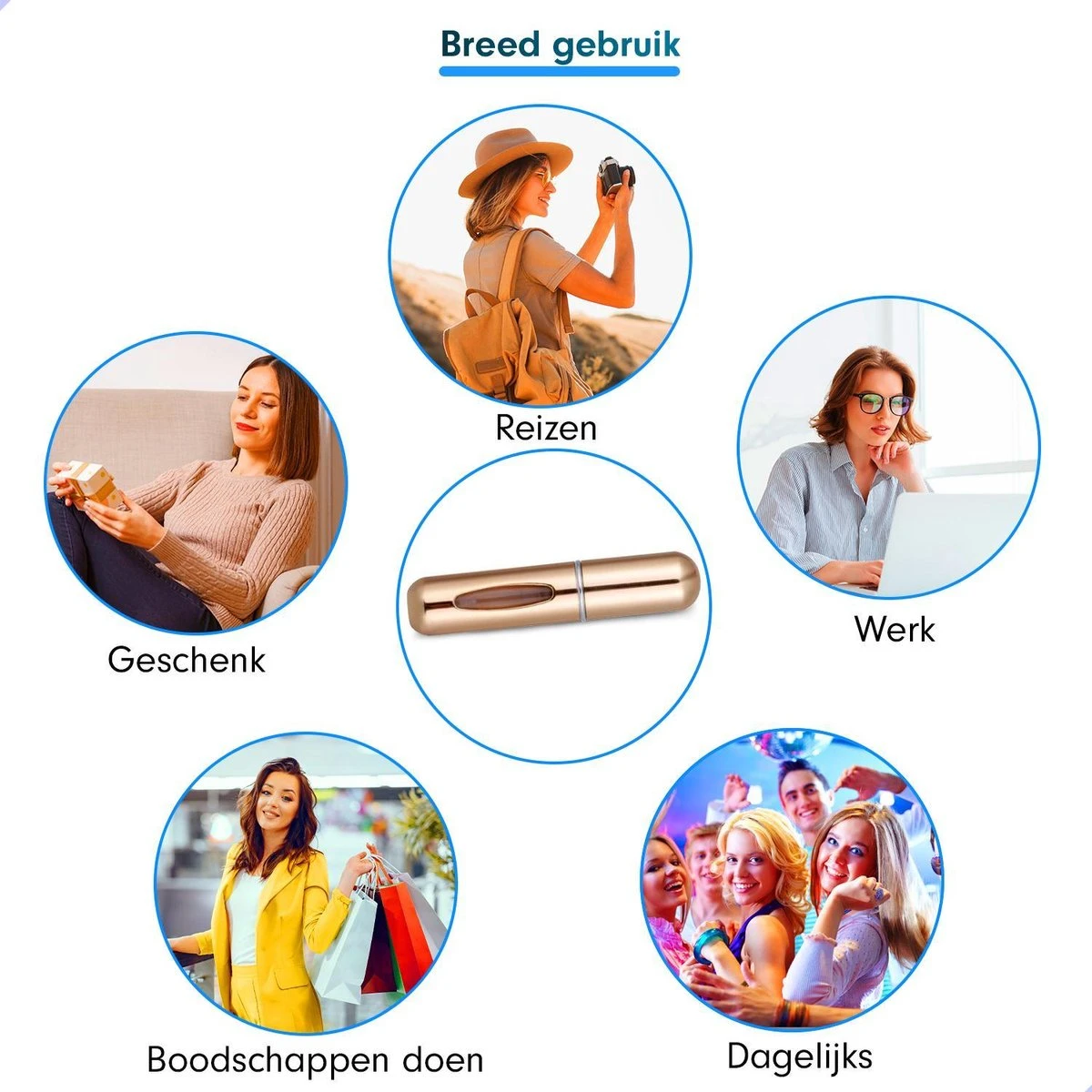 Merkloos Mini Parfum Flesje - Goud - Lipstick Formaat - Navulbare Parfum Verstuiver - Afbeelding 5