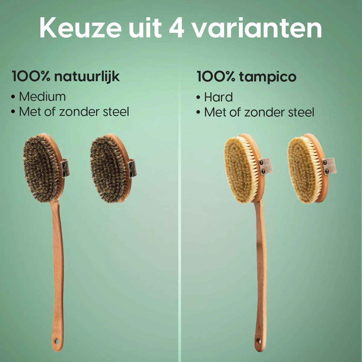 100% Vegan Lichaamsborstel Met Lange Afneembare Steel - Rugborstel/Badborstel/Doucheborstel - Dry Brushing Huidborstel - Droogborstel - Douche - Afbeelding 11