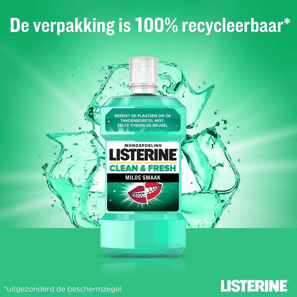 LISTERINE Clean & Fresh, Mondwater Met Essentiële Oliën En Fluoride, Zonder Alcohol, Bereikt De Plaatsen Die De Tandenborstel Mist – Zelfs Tussen De Beugel, 3 X 500 Ml - Afbeelding 7