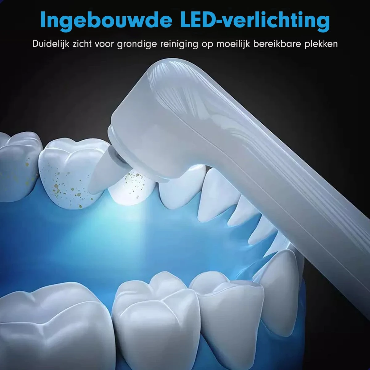 DEN-T® PRO P350 Elektrische Tandenpolijster - Wit - 5 Standen - 5 Opzetstukken - Polijstmachine - Polijstset - Tanden Polijsten - - Afbeelding 4