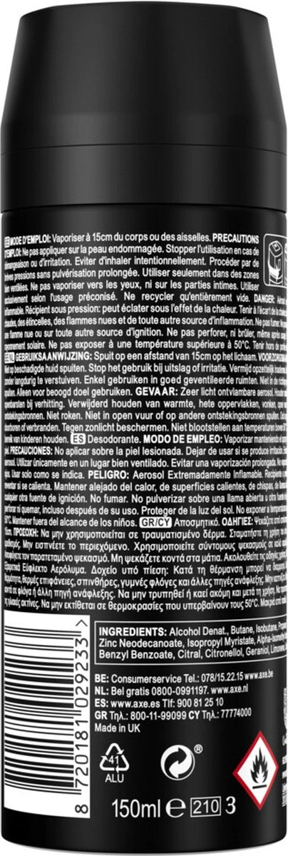 Axe Black Bodyspray Deodorant - 6 X 150 Ml - Voordeelverpakking - Afbeelding 5