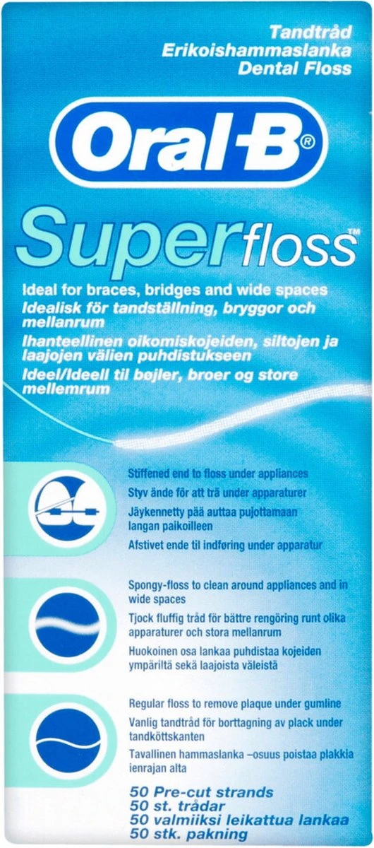 Oral B Superfloss 12 X 50 Stuks - Flosdraad - Voordeelverpakking - Afbeelding 3