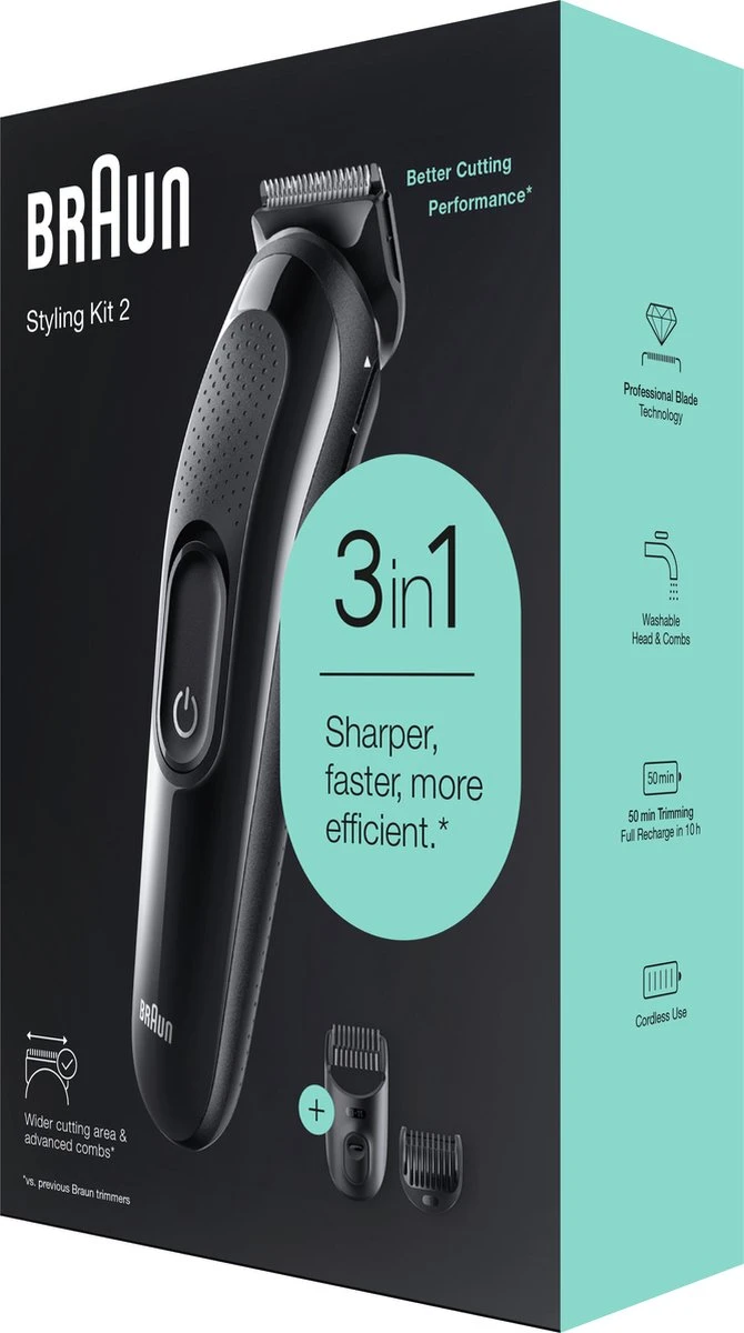 Braun Multigroomer 3 SK2300, 3-in-1 Baardtrimmer Voor Mannen, Haartrimmer, Voor Gezicht, Haar - Afbeelding 4
