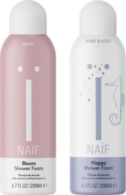 Naïf Family Doucheschuim Showerfoam Set - Voordeelverpakking - Lichaamsverzorging - 2 Stuks - Met Natuurlijke Ingrediënten