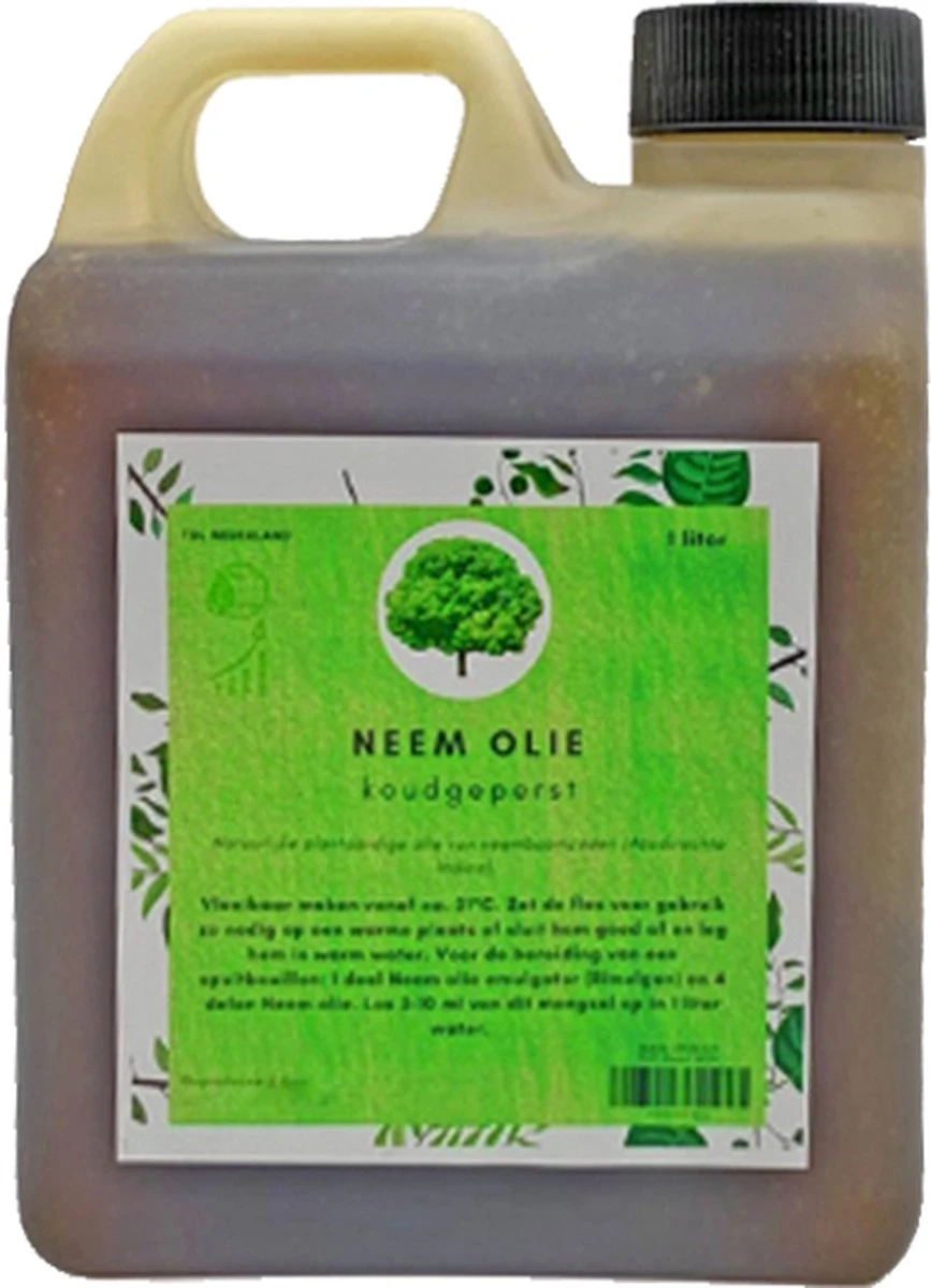 Neemolie 1 Liter - Biologische Neem Olie - Koudgeperst - Azadirachta Indica - Gerecyclede Verpakking