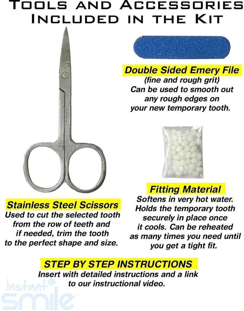 Tand Afgebroken Reparatie Kit InstantSmile Gebit (goedkope Kunstgebit) - Multi Shade - Afbeelding 7